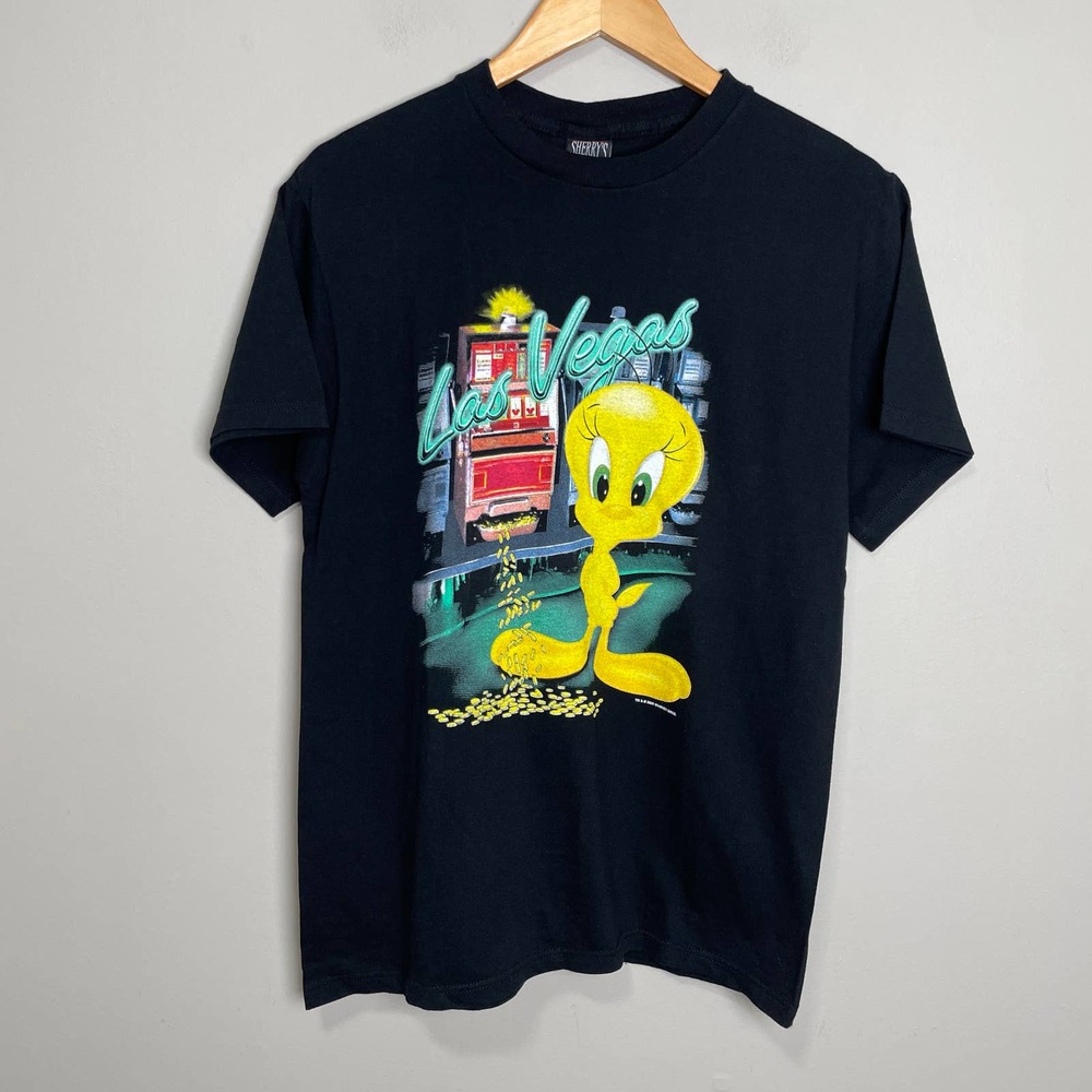 Vintage 2000 Looney Toons Tweety Bird Las Vegas Short Sleeve Crew Neck Tee M